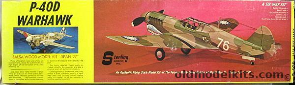 Sterling 1/16 P-40D Warhawk - 27 inch Wingspan Flying Airplane, E-4 plastic model kit
